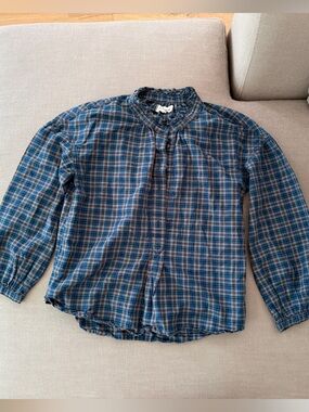 Madewell Blue and Brown Plaid Shirt